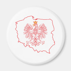 Aimant Carte rouge de Pologne avec aigle