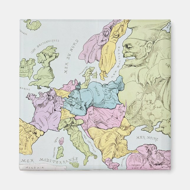 Aimant Carte satirique de l'Europe | 1871 (Devant)