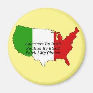 Aimant Carte Sicilienne American Italian Patriot USA