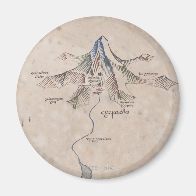 Aimant Carte Sindarin de la Lonely Mountain (Devant)