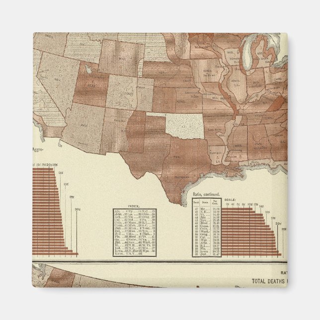 Aimant Carte statistique des décès (Devant)