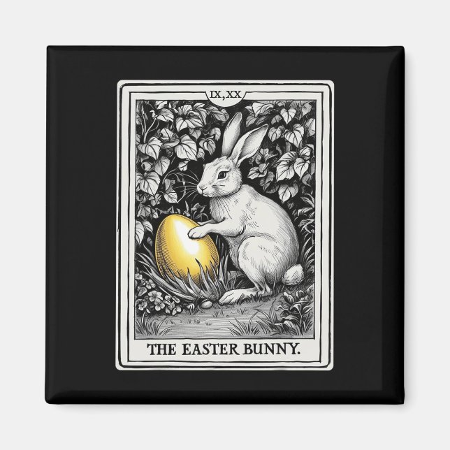 Aimant Carte Tarot Joyeux lapin de Pâques Printemps OEuf  (Devant)