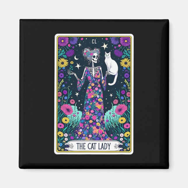 Aimant Carte Tarot Lady Chat Skeleton Mothers Day Chat L (Devant)