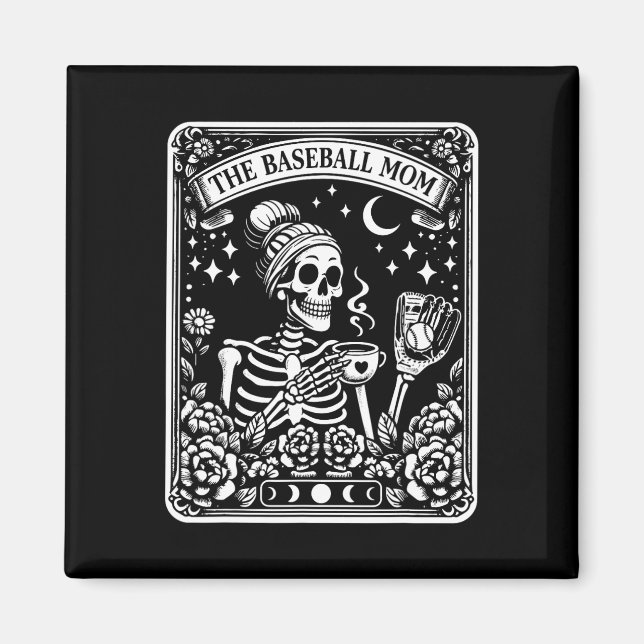 Aimant Carte Tarot Maman De Baseball Skeleton Coffee Mère (Devant)
