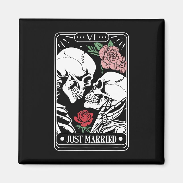Aimant Carte Tarot Marié Halloween Skeleton Couple (Devant)