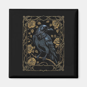 Aimant Carte Tarot Raven vintage Gothique Wiccan Pagan Wi