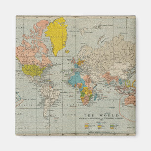 Aimant Carte vintage 1910 du monde