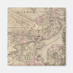 Aimant Carte vintage de Boston (1880)