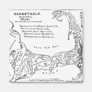 Aimant Carte vintage de Cape Cod (1890)
