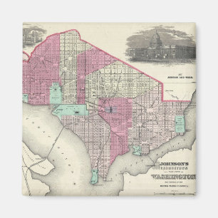 Aimant Carte vintage de DC de Washington (1866)