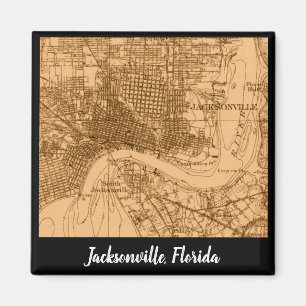 Aimant Carte vintage de Jacksonville en Floride