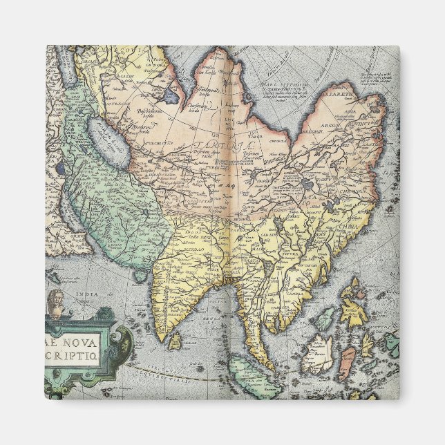 Aimant Carte vintage de l'Asie | 1592 (Devant)