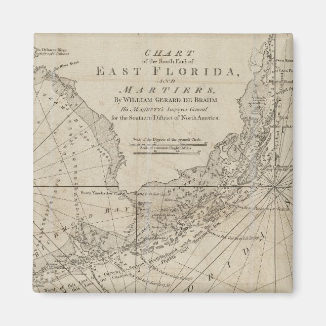Aimant Carte vintage des Florida Keys (1771) (Devant)