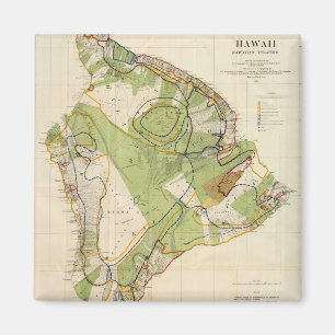 Aimant Carte vintage d'Hawaï Island (1906)