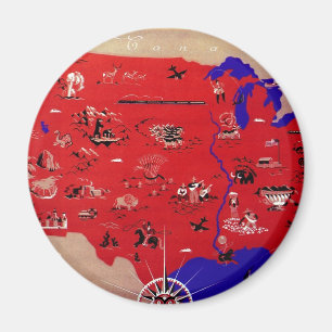 Aimant Carte vintage du Bureau de voyage des États-Unis d