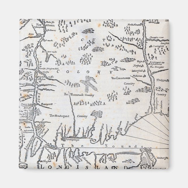 Aimant Carte vintage du Connecticut (Devant)