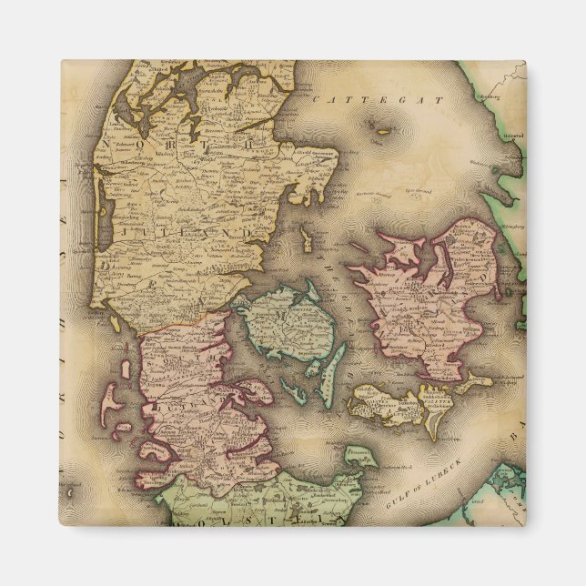 Aimant Carte vintage du Danemark (1831) (Devant)