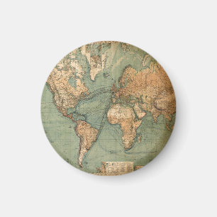 Aimant Carte vintage du monde antique