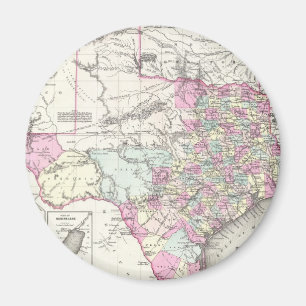 Aimant Carte vintage du Texas (1855)