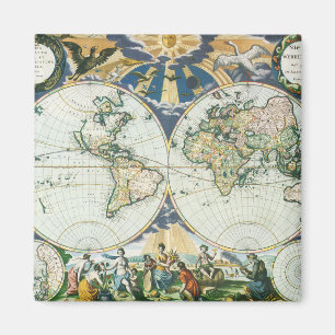 Aimant Carte vintage du Vieux Monde par Pieter Goos, 1666