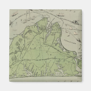 Aimant Carte vintage du vignoble de Marthas (1913)