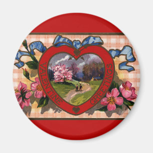 Aimant Cartes de vœux vintage pour la Saint-Valentin avec