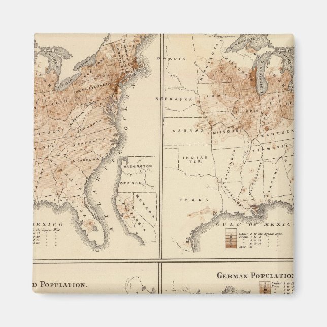 Aimant Cartes du recensement américain, 1870 (Devant)