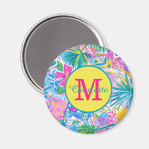 Aimant Cartes postales de plage tropicale Monogramme