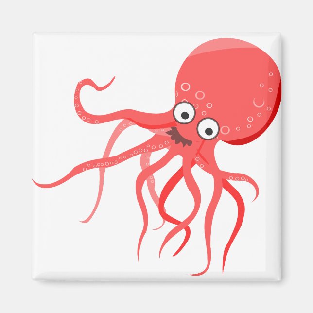 Aimant Cartographie octopus orange mer rouge (Devant)