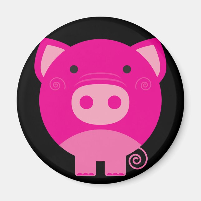 Aimant Carton de porc rond mignon (Devant)
