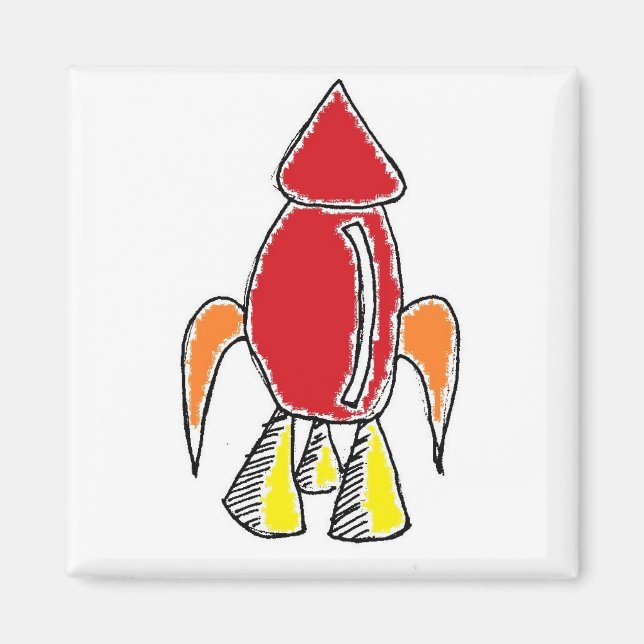 Aimant Carton de vaisseau spatial Red Rocket Ship (Devant)