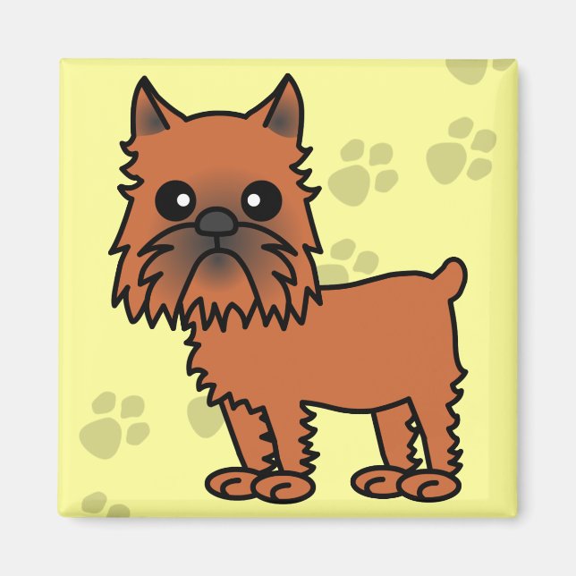 Aimant Carton du Griffon Bruxelles mignon - Oreilles écai (Devant)