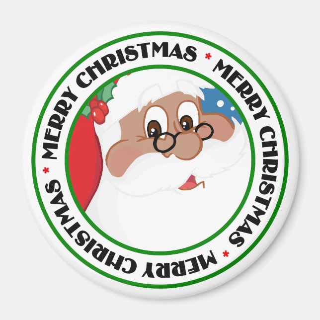 Aimant Carton Père Noël noir (bleu) (Devant)