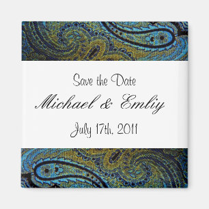 Aimant Cartons d'invitation de mariage indien Paisley Pao