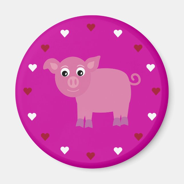 Aimant Cartoon Cochon & Coeurs Personnalisable Charité ro (Devant)