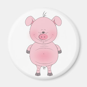 Aimant Cartoon de porc rose gai