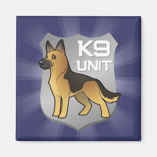 Aimant Cartoon d'unité K9 berger allemand (Devant)
