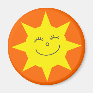 Aimant Cartoon mignon Sun Happy Face Orange Personnalisé