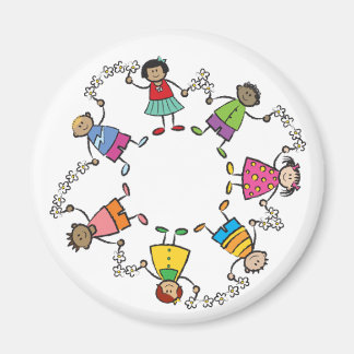 Aimant Cartoon mignonne de heureux amis enfants dans le m