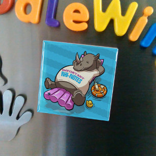 Aimant Cartoon Rhi-notes important Rhinocéros décontracté