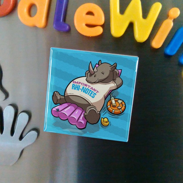 Aimant Cartoon Rhi-notes important Rhinocéros décontracté (Créateur téléchargé)