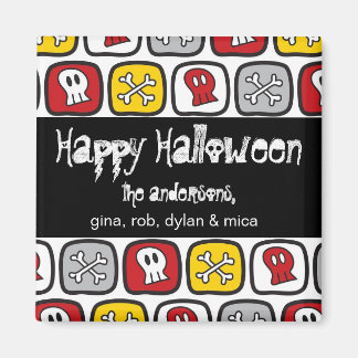 Aimant Cartoon Skulls & Bones cadeau de fête d'Halloween