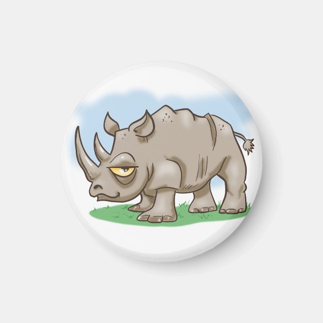 Aimant Cartoon souriant Rhino (Devant)