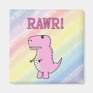 Aimant Cartoon T-Rex Dinosaur Mignonne Et Rose En Colère