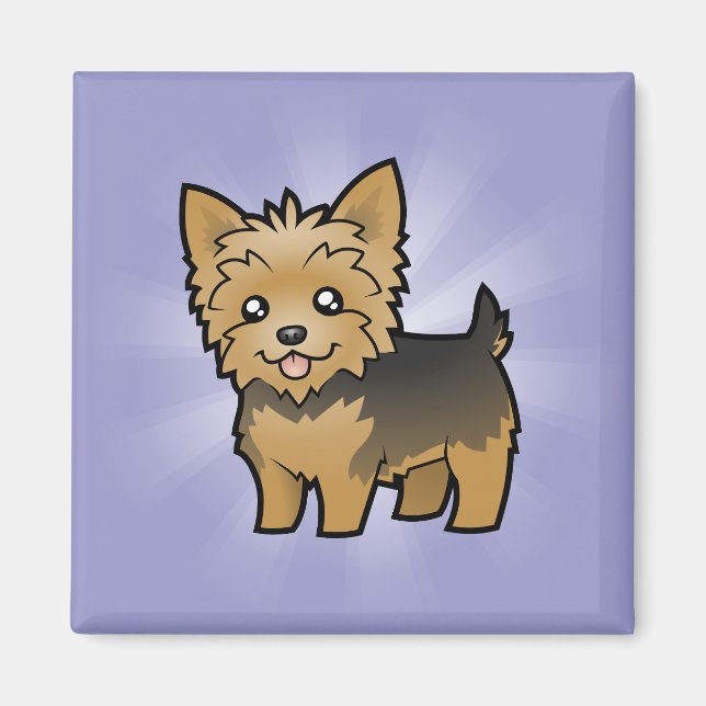 Aimant Cartoon Yorkshire Terrier (cheveux courts sans arc (Devant)