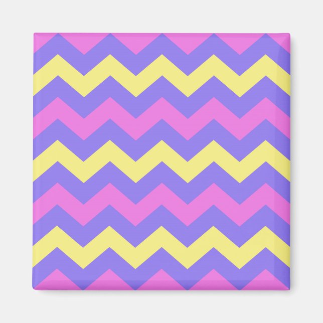 Aimant Cartouche Zigzie (jaune, violet et rose) (Devant)