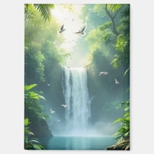 Aimant cascade avec des oiseaux qui survolent