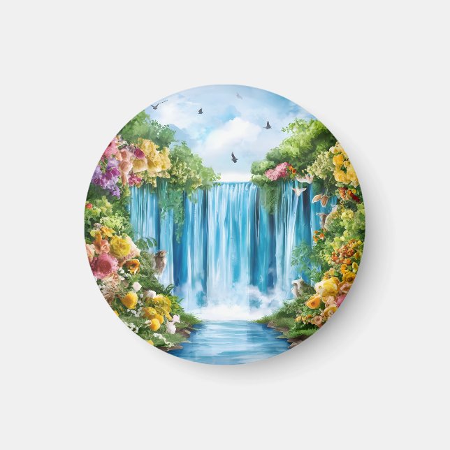 Aimant Cascade peinte à l'aquarelle (Devant)