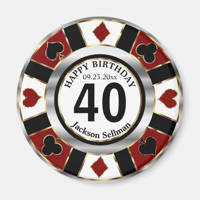 Aimant Casino Chip Las Vegas Anniversaire - Rouge foncé (Devant)