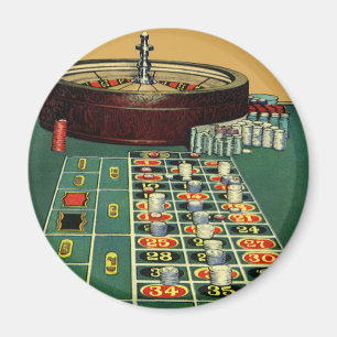 Aimant Casino vintage Roulette Table Jeu, Chips de jeu